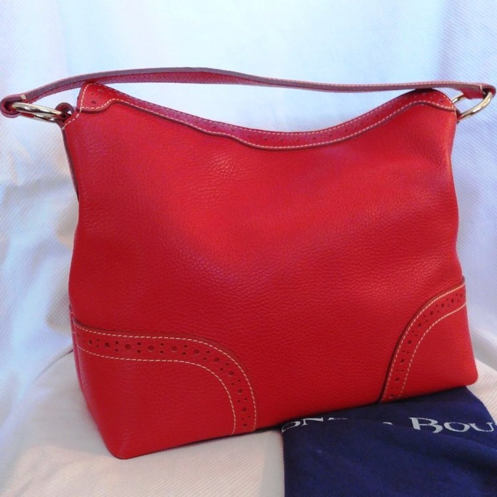 Dooney & Bourke Tomato Red Leather Double Bundle w/Lg Slouch Hobo & Kiss Wallet - Picture 10 of 16